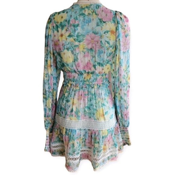 Anthropologie Hemant and Nandita Floral Georgette A-Line Minidress size XS - Picture 4 of 16